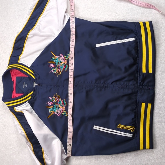 Superdry Vintage Sukajan Souvenir Jacket Map of Japan Navy Blue Size 12 XL - Picture 11 of 16